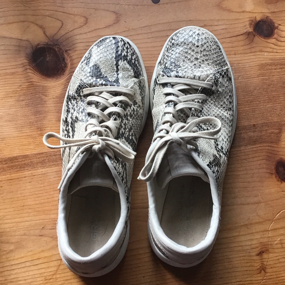 Cole Haan Snake Print Sneakers - Gray and Cream